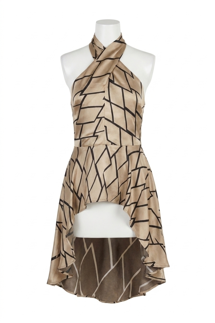 NEW THEO THE LABEL theia retro burnout hi low halter top in sand